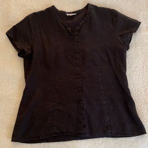 Eileen Fisher Linen Top Short Sleeve M